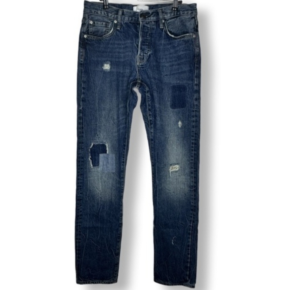 OVADIA NEW YORK STRAIGHT TAPER 003 DISTRESSES JEANS SIZE 32
